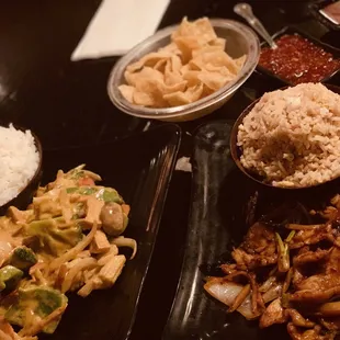 Masaman curry ( left) &amp; garlic chicken (right)