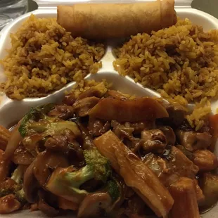 Chicken with vegetables lunch special.