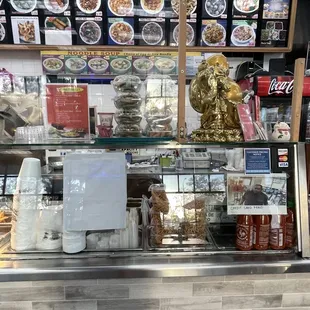 a display of food items