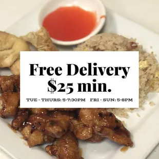 Delivery minimum is $25.00. Thank you!