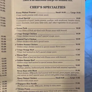 the menu for the restaurant