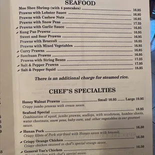 the menu for the restaurant