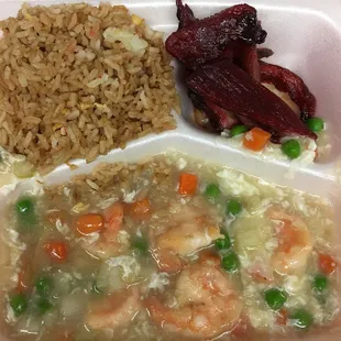 Prawns in lobster sauce, fried rice and BBQ pork was legit! All for $8.25 (lunch special)