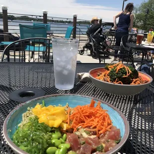 Poke bowl, beef and broccoli