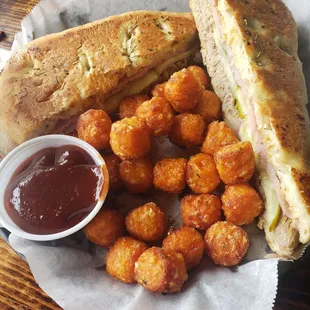 Cuban and sweet potato tots