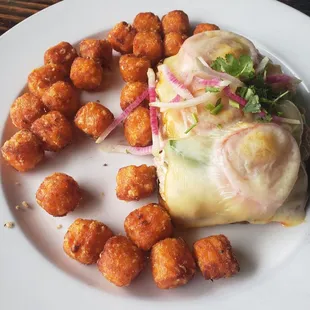Crab melt and sweet potato tots