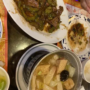 a table full of asian food