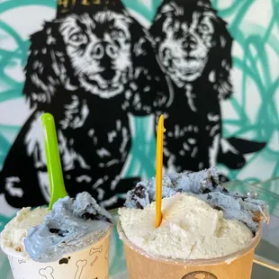 two cups of ice cream