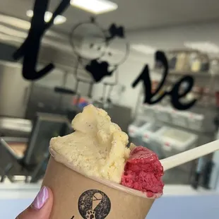 Pineapple and coconut flavor and berry flavor