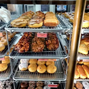 Donuts are lined up at the opening time