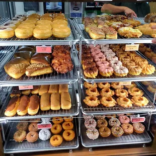 Donuts are lined up at the opening time