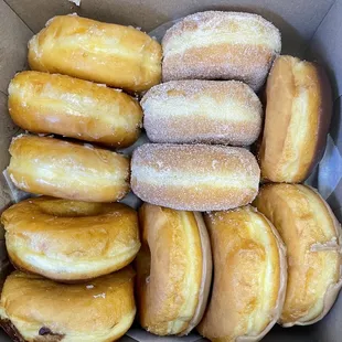The fluffiest dozen for Nat&apos;l Donut Day. Glazed, Maple, Chocolate, and Sugar. Ate one each!