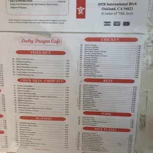 Menu since 2016