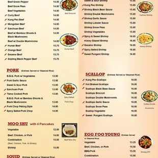 BEEF, PORK, SEAFOOD, MOO SHU, EFY - MENU 2023