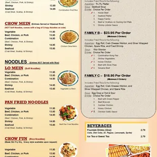 FRIED RICE, NOODLES, FAMILY DINNER - MENU 2023