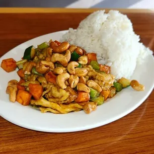 Cashew Chicken - Lunch Portion ~ 11.99.  Great Flavor And There&apos;s A Good  Amount Of Chicken Too.