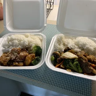 Sesame Chicken and Beef with Broccoli