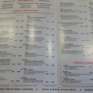The menu