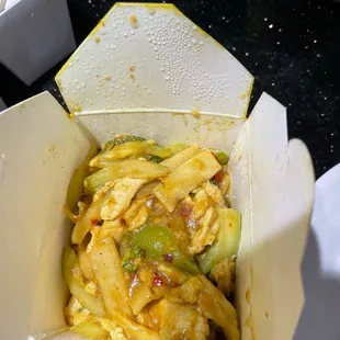Chicken spicy golden stir fry. Bland.