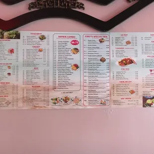a menu for a chinese restaurant