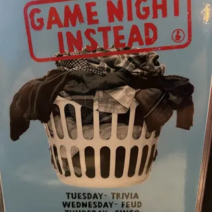Game nights Tues-Thurs