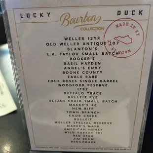 Bourbon- great selection