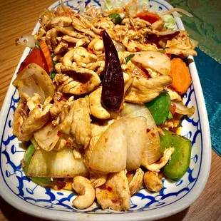 Sautéed Cashew chicken &amp; vegetables. Delicious, very nice. I highly recommend.
