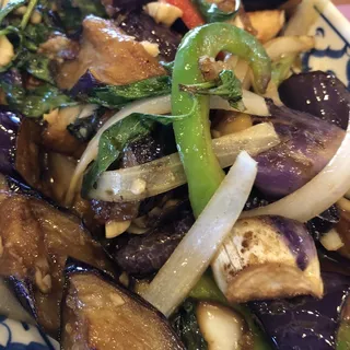2. Eggplant with Basil Leaves
