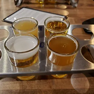 Lucky envelope lager, lychee Thai basil sour, Hawaiian honey lager, and Mijiaya historic Chinese beer