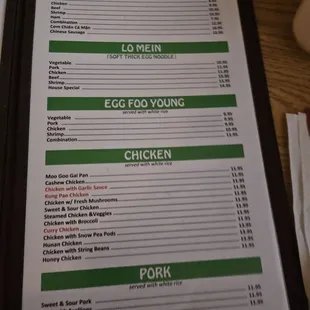 Menu (5) as of 11/20/2024