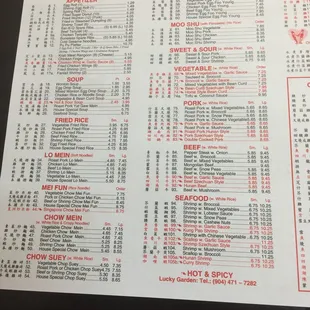 menu
