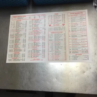 menu
