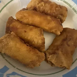 Beef rolls picture taken after eating 3 pieces! Served with sweet and sour sauce and ask for chili oil delish!
