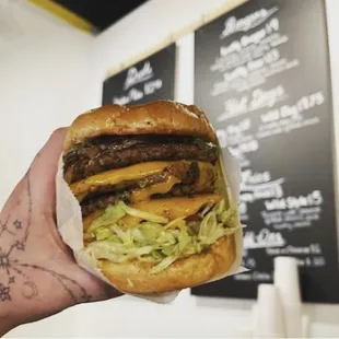 Lucky burger extra patty is and extra cheese