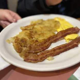 bacon and eggs on a plate