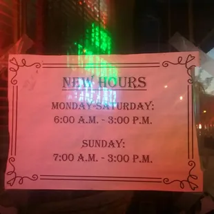 New hours for Lucky Grill.