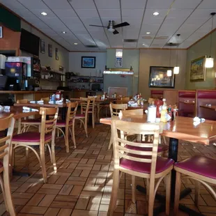 tables and chairs in a restaurant