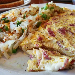 Corned beef and swiss omelet