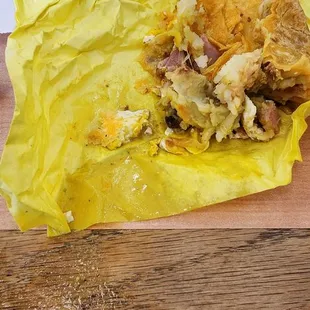 Deconstructed my burrito towards the end after finding a hair in it.
