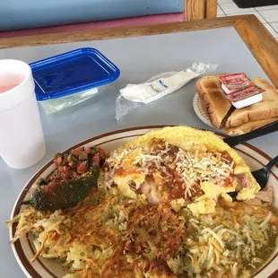 Spanish omelet with salsa hash browns and pico