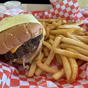 Bacon Cheese Burger with Fries