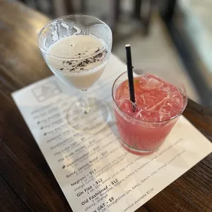 two cocktails on a table