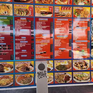 a menu on a wall