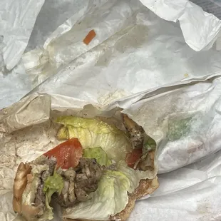 Meat with fat and soiled produce