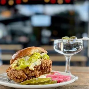 Sicilian Fried Chicken Sandwich with Dirty Martini