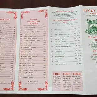 menu