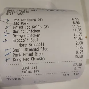 Updated menu prices