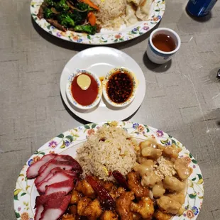 8 Postickers Barbecued Pork Szechuan Chicken Almond Fried Chicken Broccoli Beef