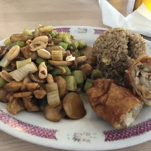 Kung Po Chicken combo with egg roll. Delish.