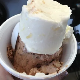 Pineapple coconut with chocolate malted crunch.